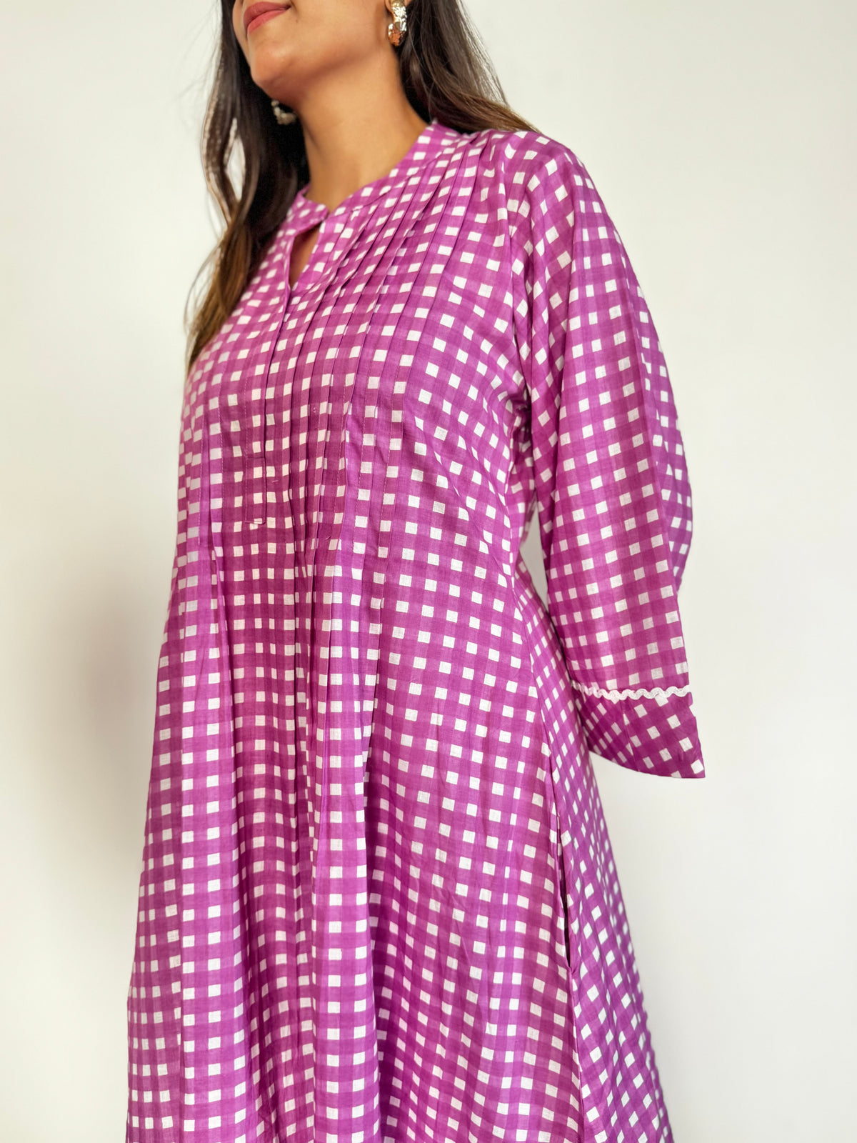 Lilac Gingham Cotton Cord Set