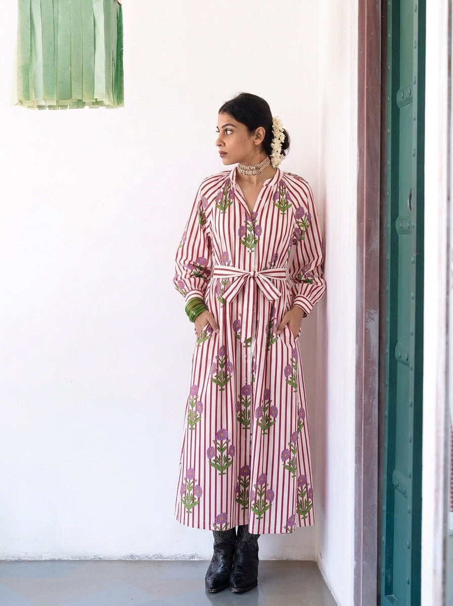 BLOCK PRINTED MAXI DRESS