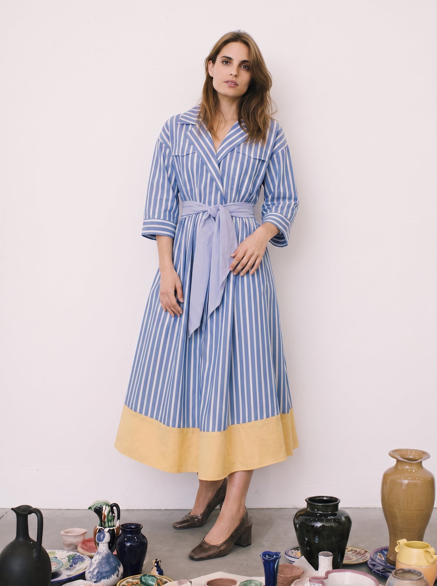 AZURE STRIPE LONG DRESS