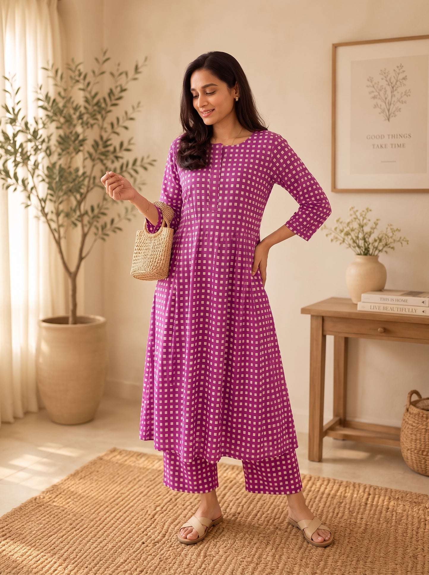 ORCHID GINGHAM COORD SET
