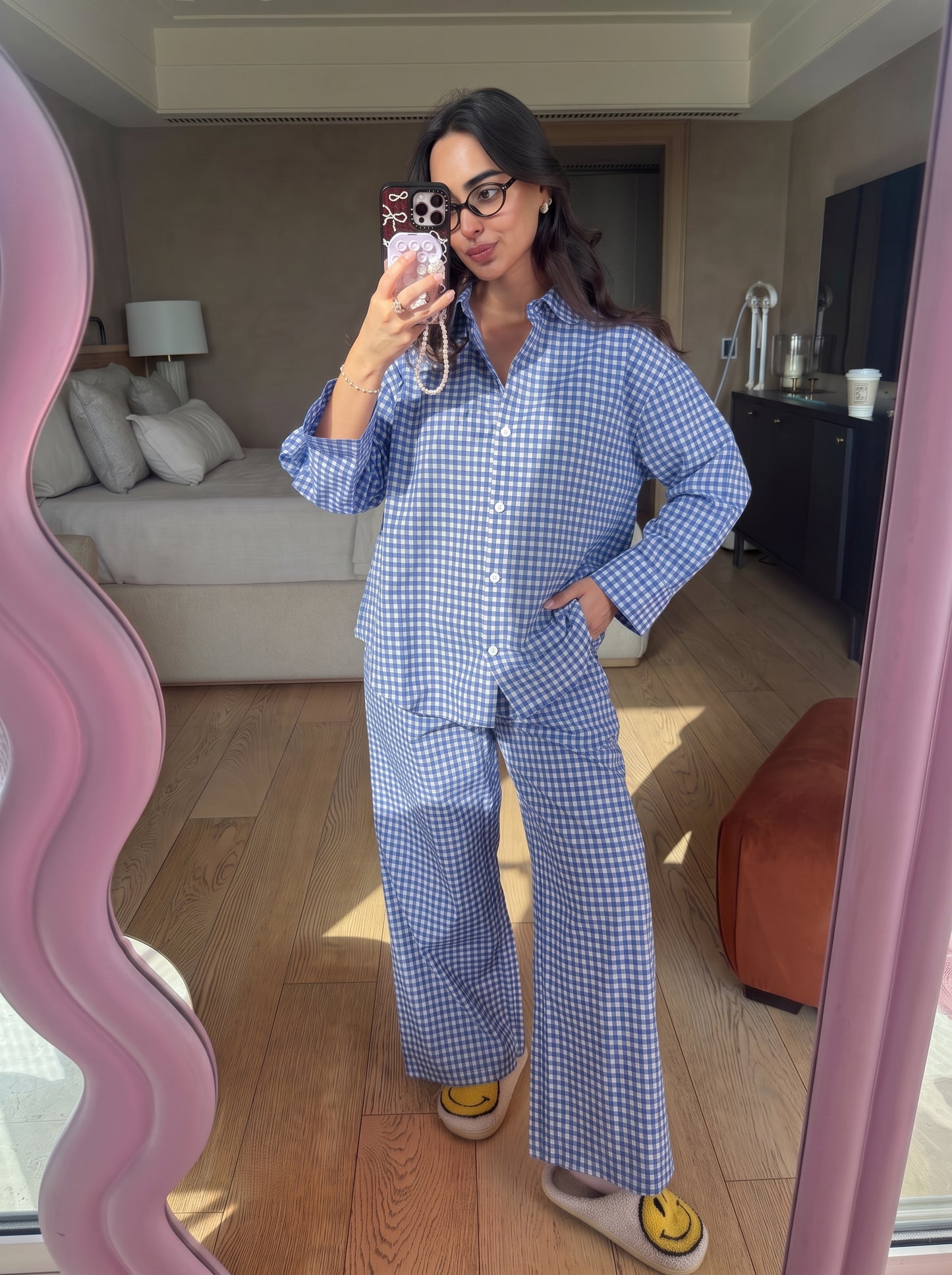 BLUE GINGHAM COORD SET