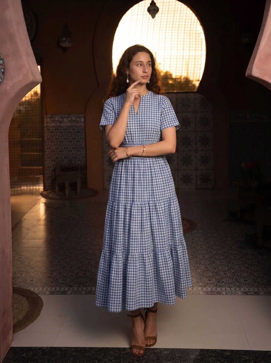 BLUE CHECKERED DRESS