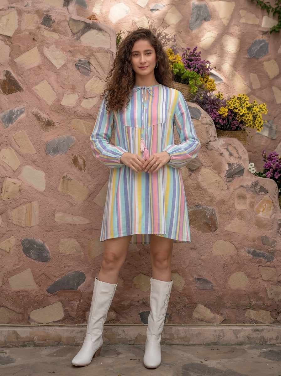 MULTICOLOUR MIDI DRESS