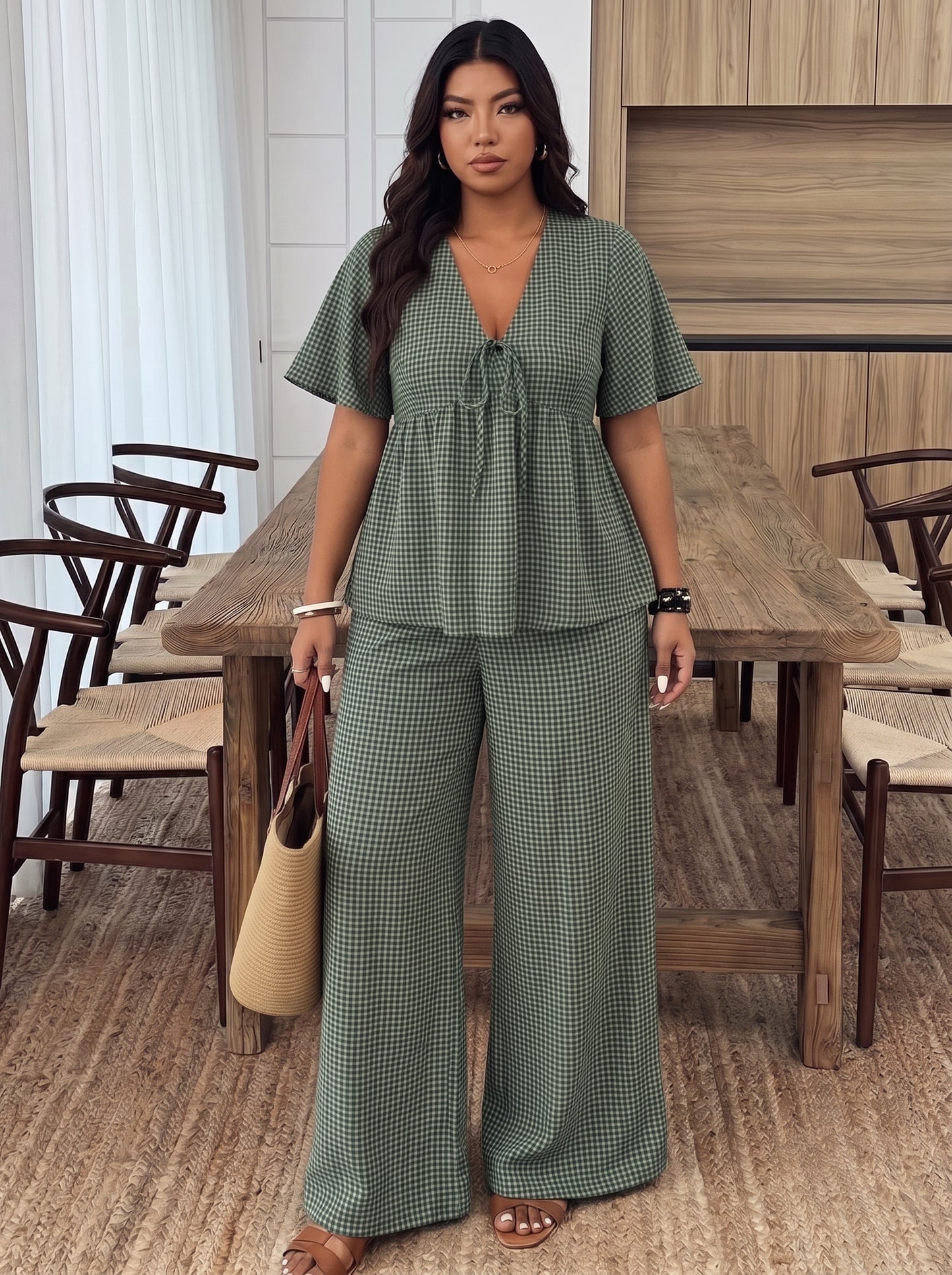 EVERGREEN GINGHAM COORD SET
