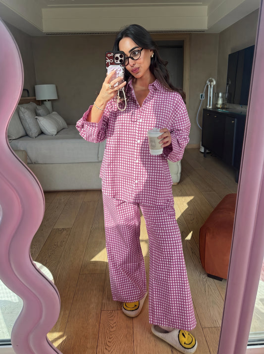 MAUVE GINGHAM COORD SET