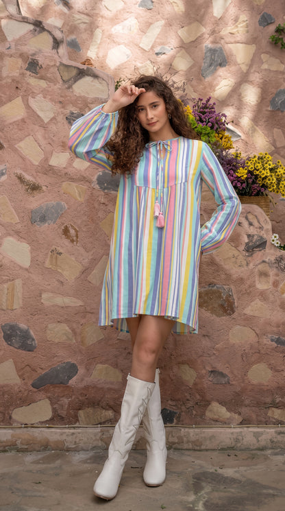 MULTICOLOUR MIDI DRESS