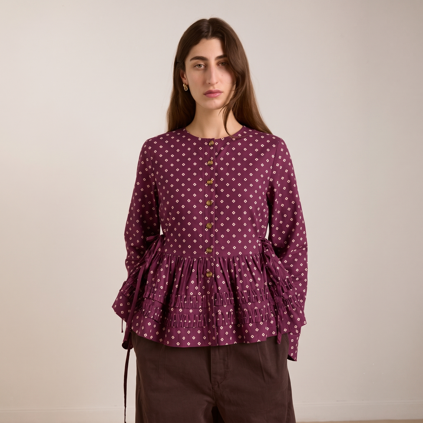 BURGUNDY BANDHEJ TOP