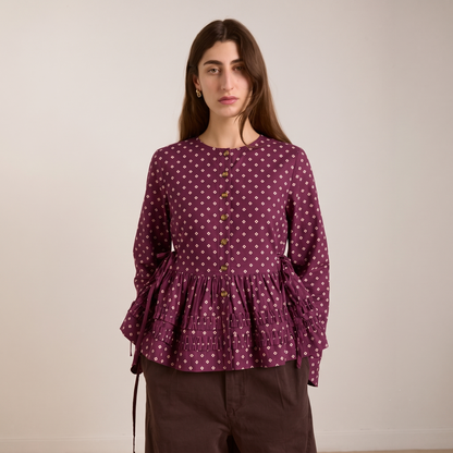 BURGUNDY BANDHEJ TOP