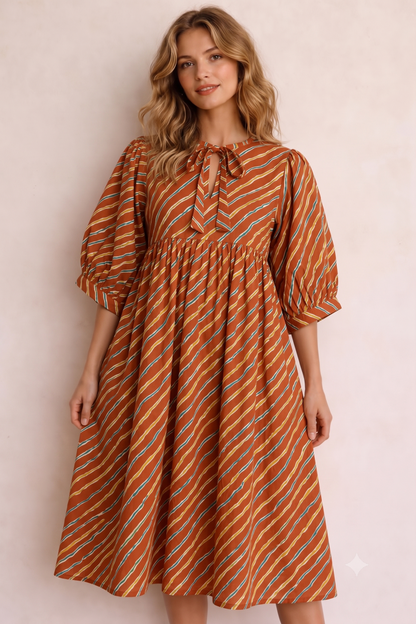 SUNSET LEHER MIDI DRESS