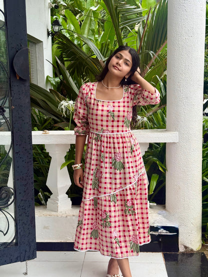 ROSY GINGHAM MAXI DRESS