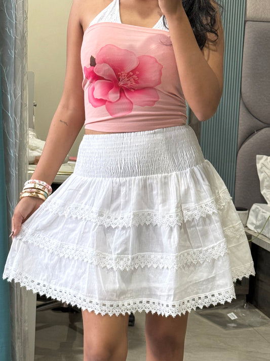 PEARL WHITE MINI SKIRT