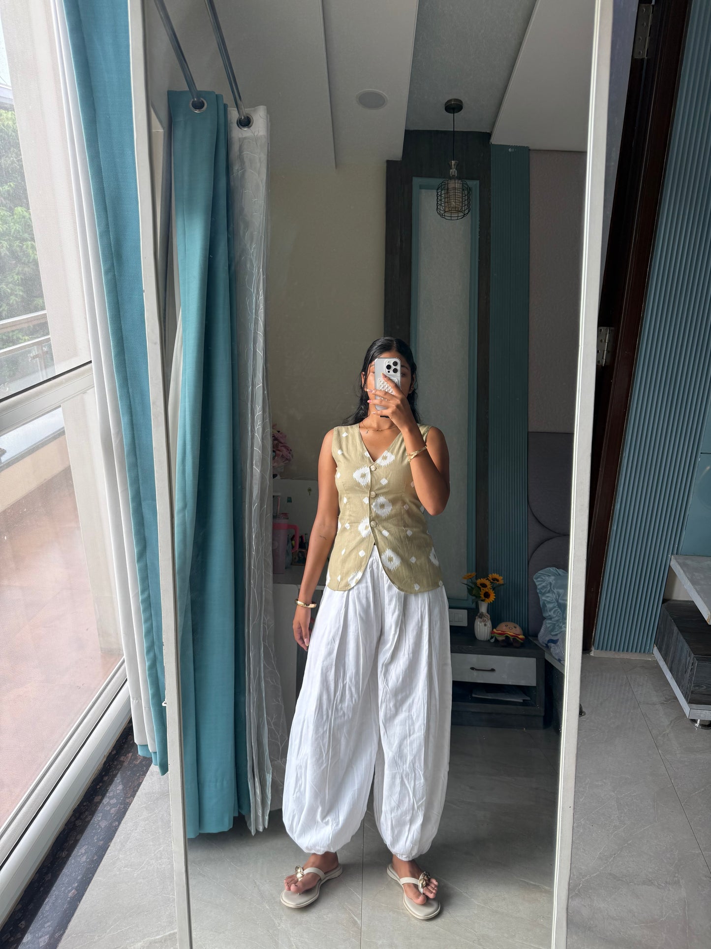 SAGE VEST WITH BALOON PANTS Set