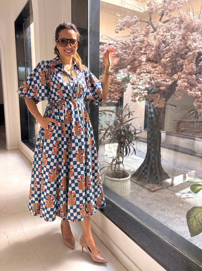 BLUE CHECKERED DRESS
