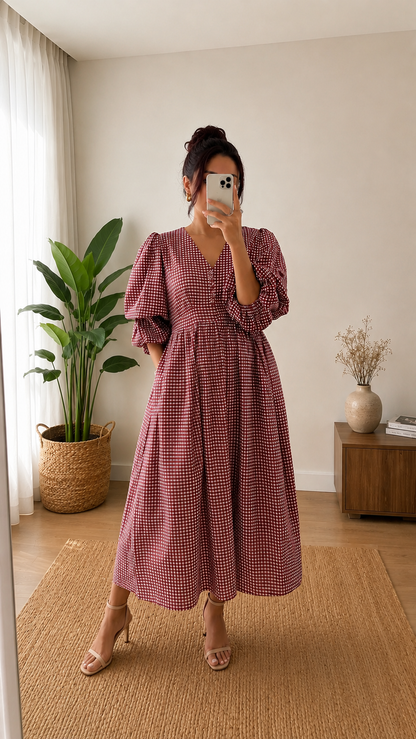 CHERRY GINGHAM DRESS