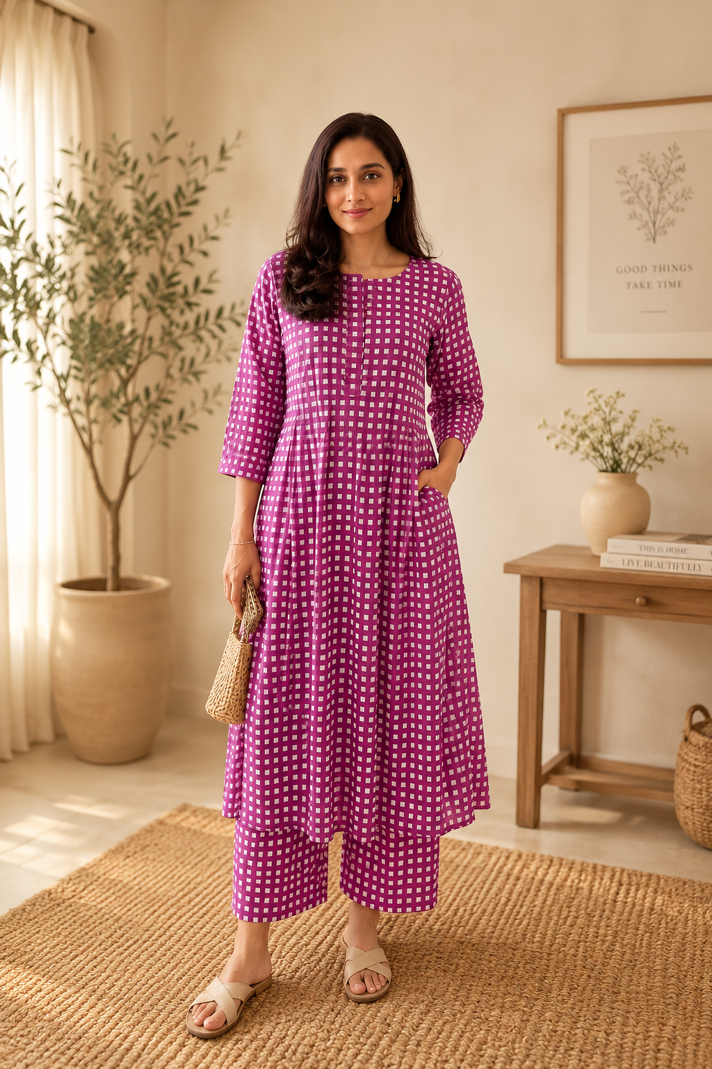 ORCHID GINGHAM COORD SET