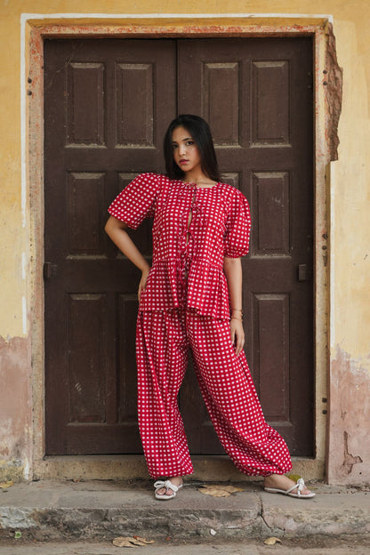 RED GINGHAM COORD SET