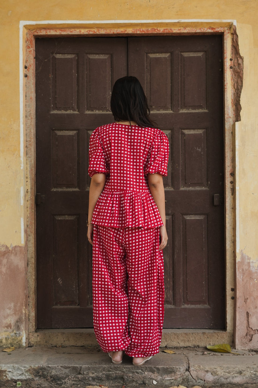 RED GINGHAM COORD SET