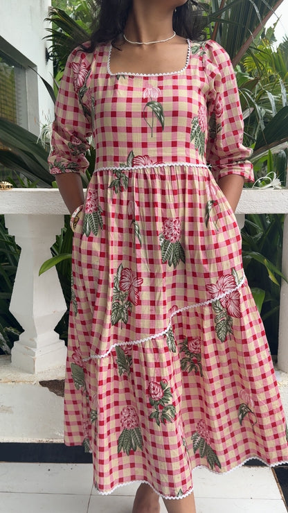 ROSY GINGHAM MAXI DRESS
