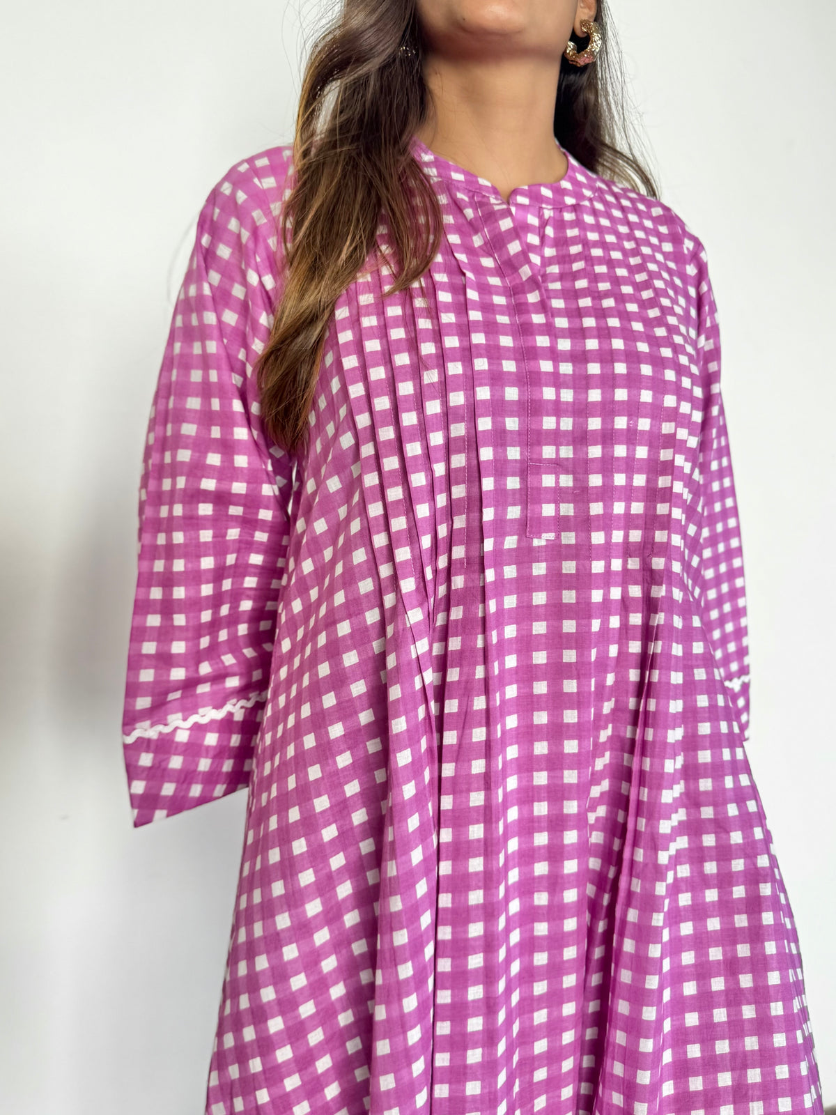 Lilac Gingham Cotton Cord Set