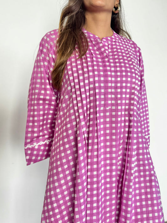 Lilac Gingham Cotton Cord Set