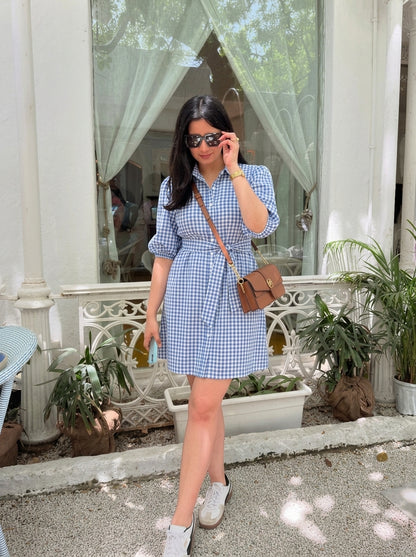 EVA SHIRT DRESS BLUE GINGHAM