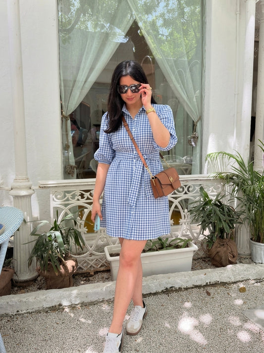 EVA SHIRT DRESS BLUE GINGHAM