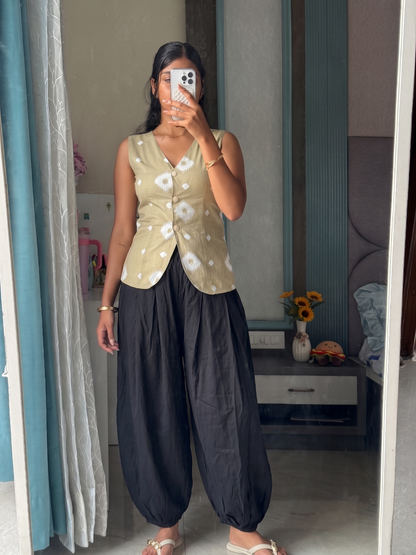 SAGE VEST WITH BALOON PANTS Set