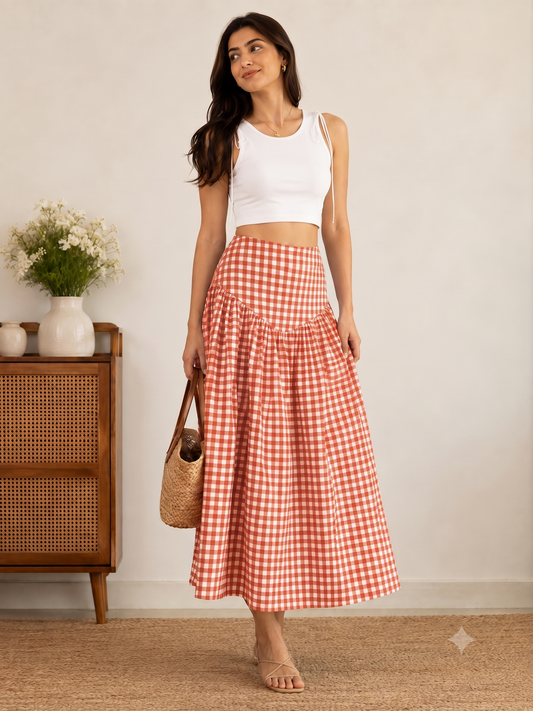 RUST ORANGE CORSET SKIRT