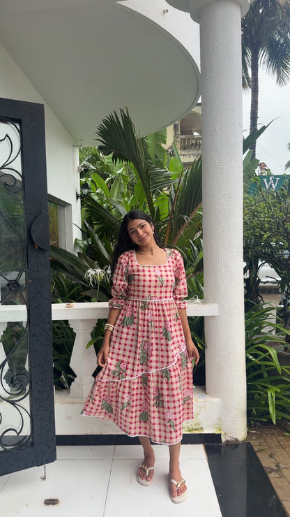 ROSY GINGHAM MAXI DRESS