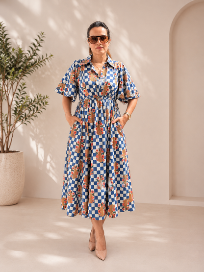 BLUE CHECKERED DRESS