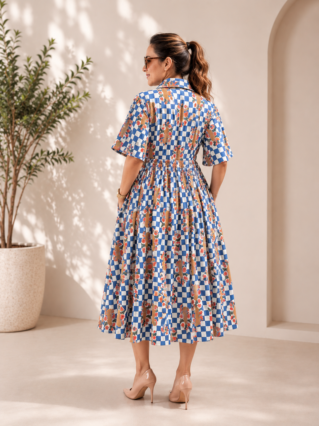 BLUE CHECKERED DRESS