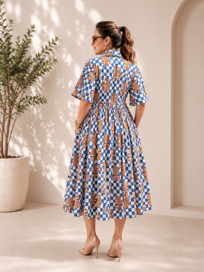 BLUE CHECKERED DRESS