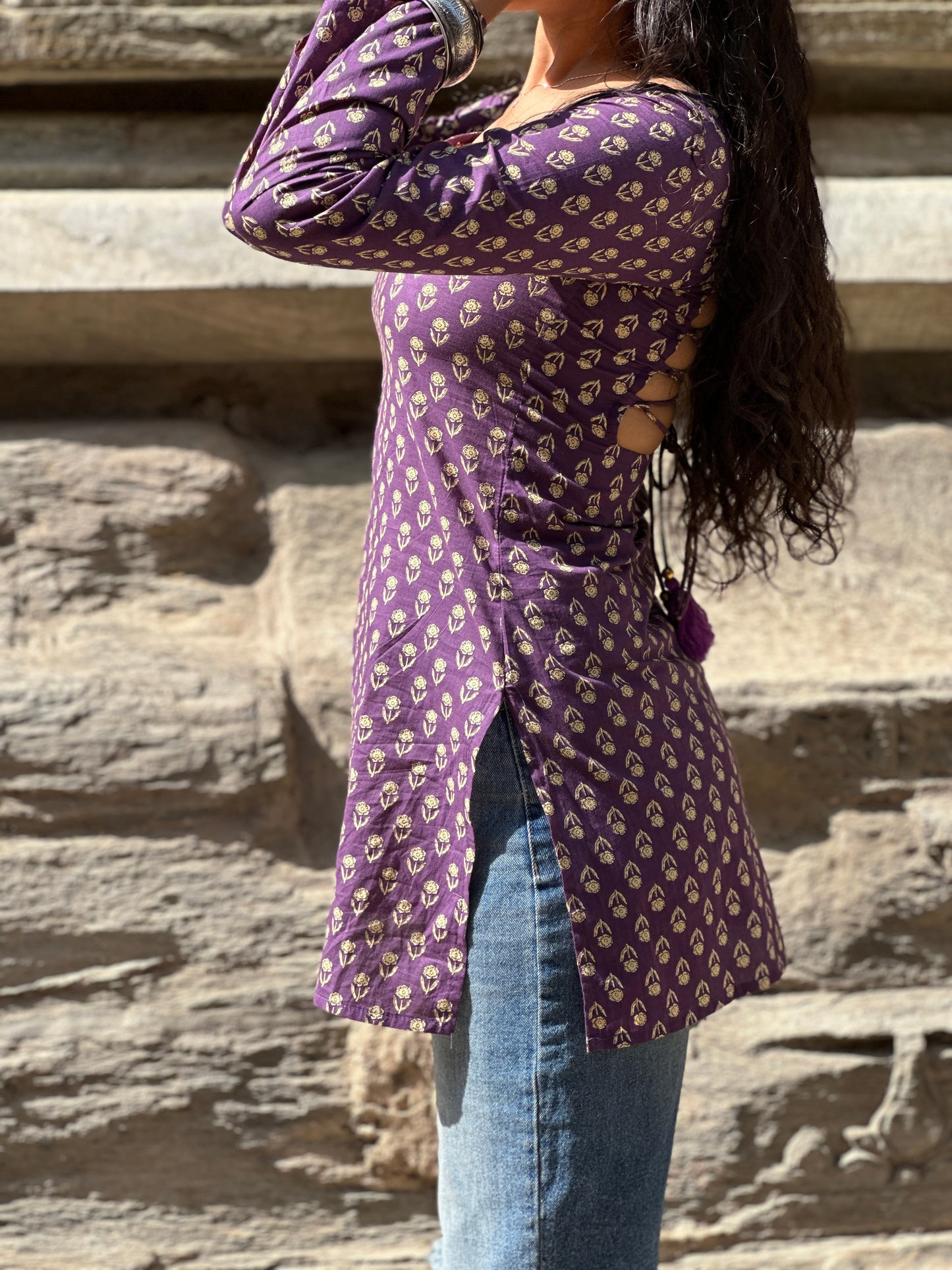 JAMUN CRISS-CROSS BACK KURTI