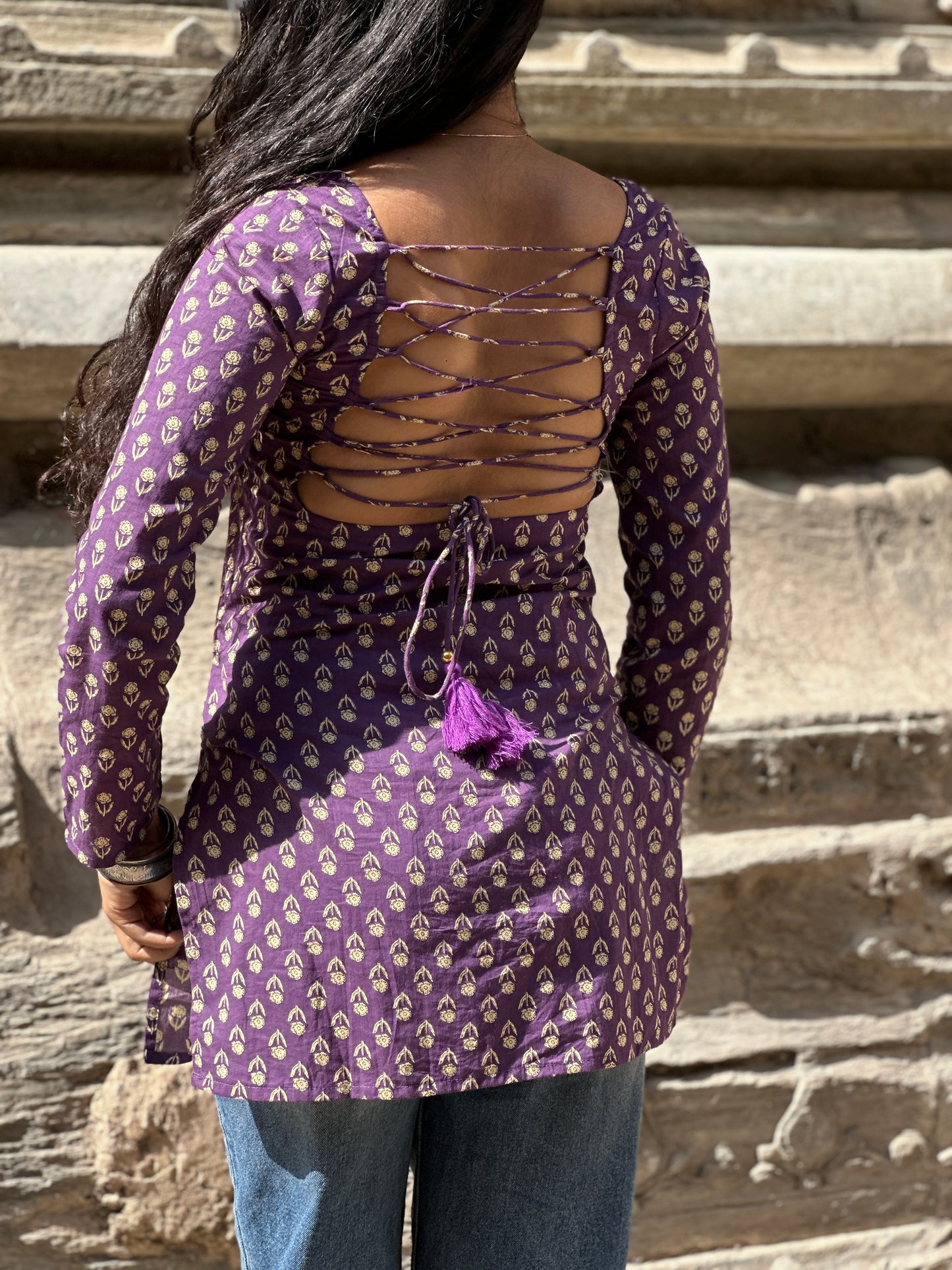 JAMUN CRISS-CROSS BACK KURTI