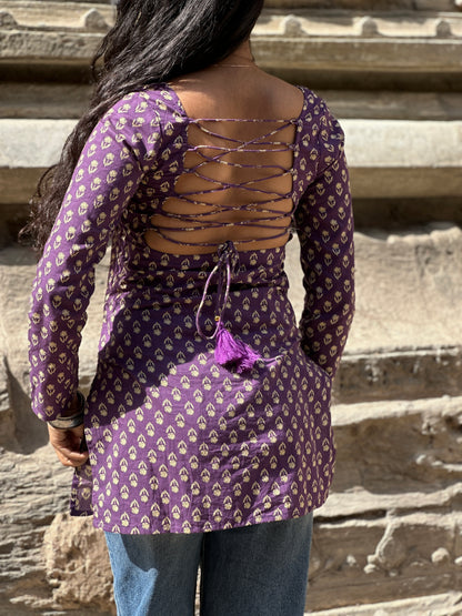 JAMUN CRISS-CROSS BACK KURTI