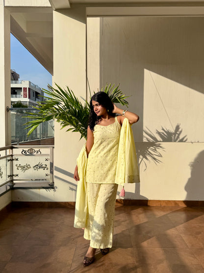 KAREENA MUL-CHANDERI KURTI SET