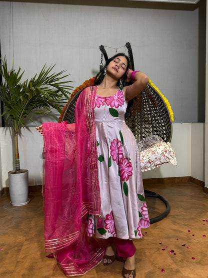 RANI HAND PAINTED ANARKALI SET