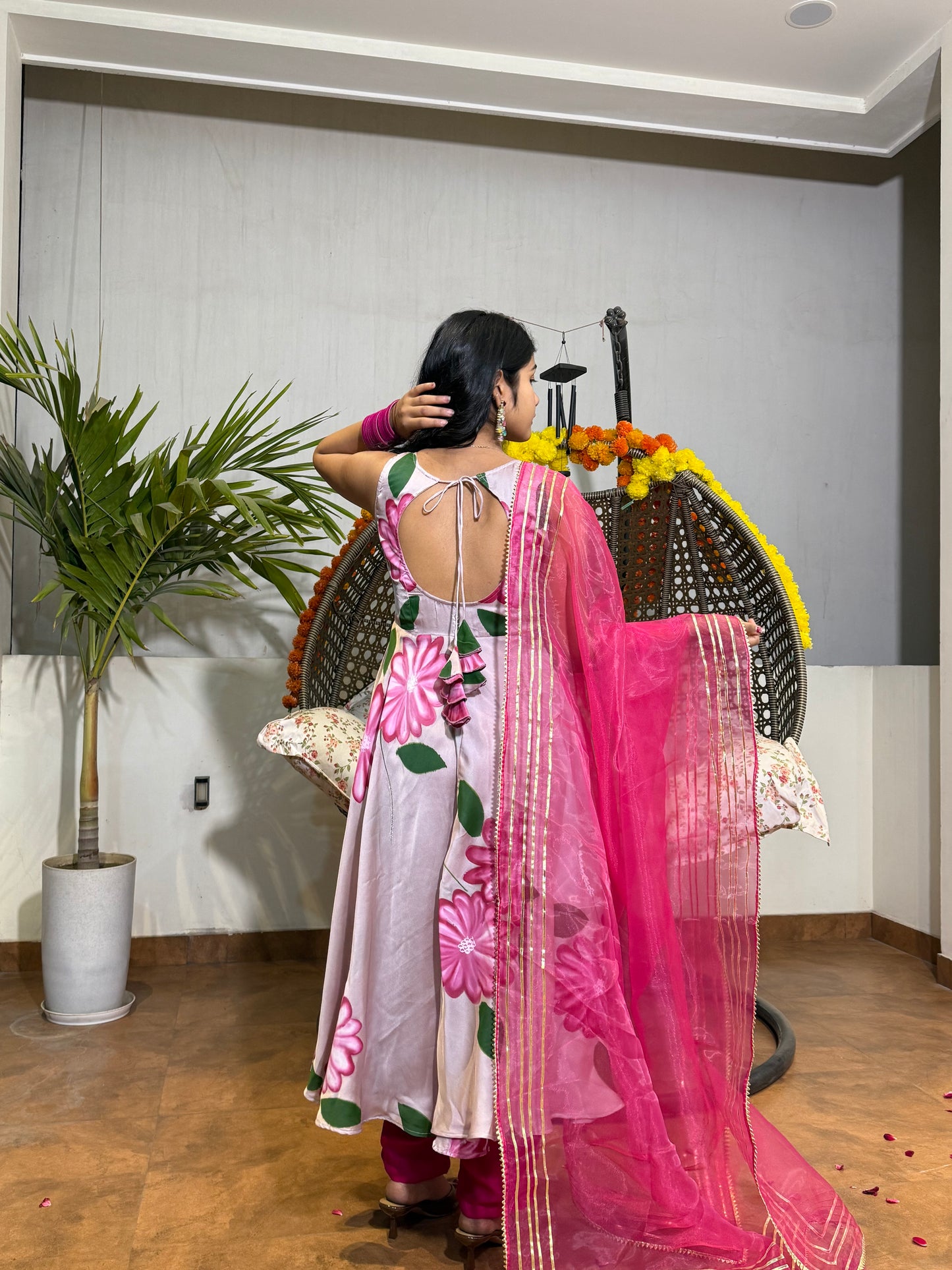 RANI HAND PAINTED ANARKALI SET