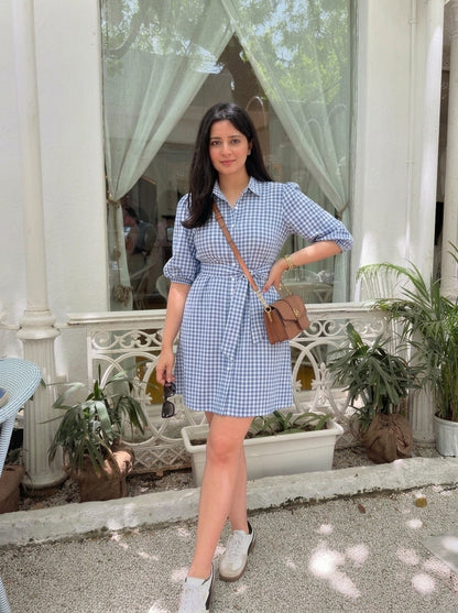 EVA SHIRT DRESS BLUE GINGHAM