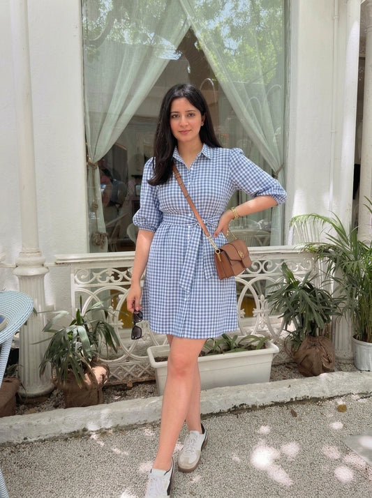 EVA SHIRT DRESS BLUE GINGHAM