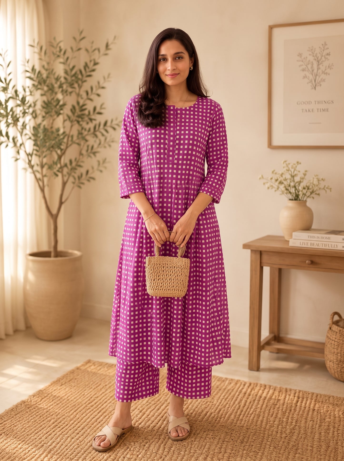ORCHID GINGHAM COORD SET