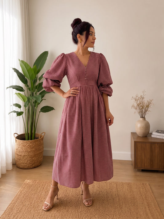 CHERRY GINGHAM DRESS