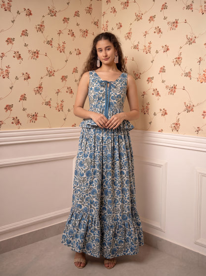BLUE FLORAL SKIRT SET