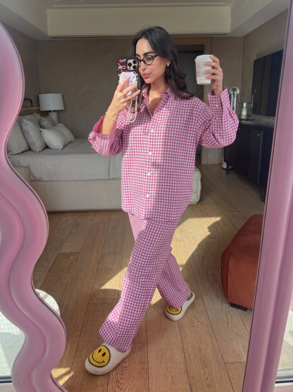 MAUVE GINGHAM COORD SET