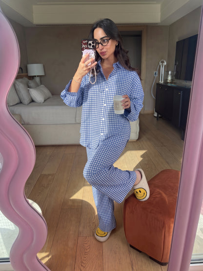 BLUE GINGHAM COORD SET