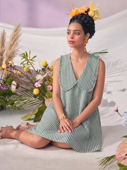GINGHAM COLLAR DRESS