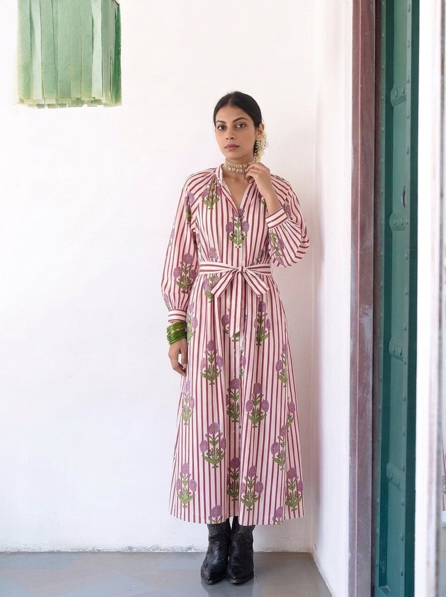 BLOCK PRINTED MAXI DRESS