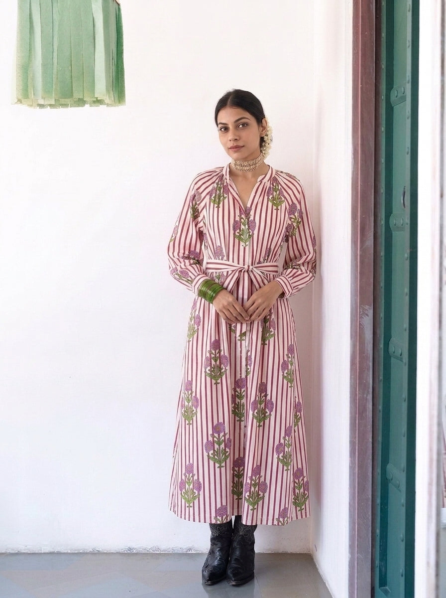 BLOCK PRINTED MAXI DRESS