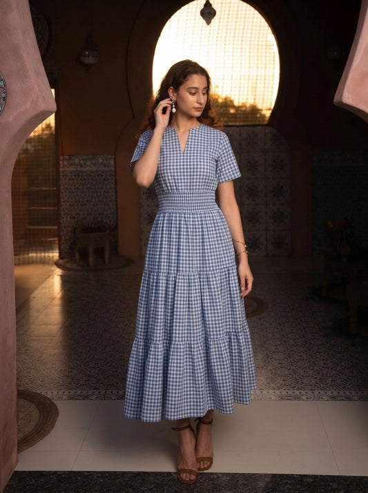 BLUE CHECKERED DRESS