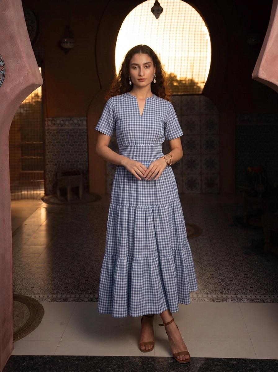 BLUE CHECKERED DRESS